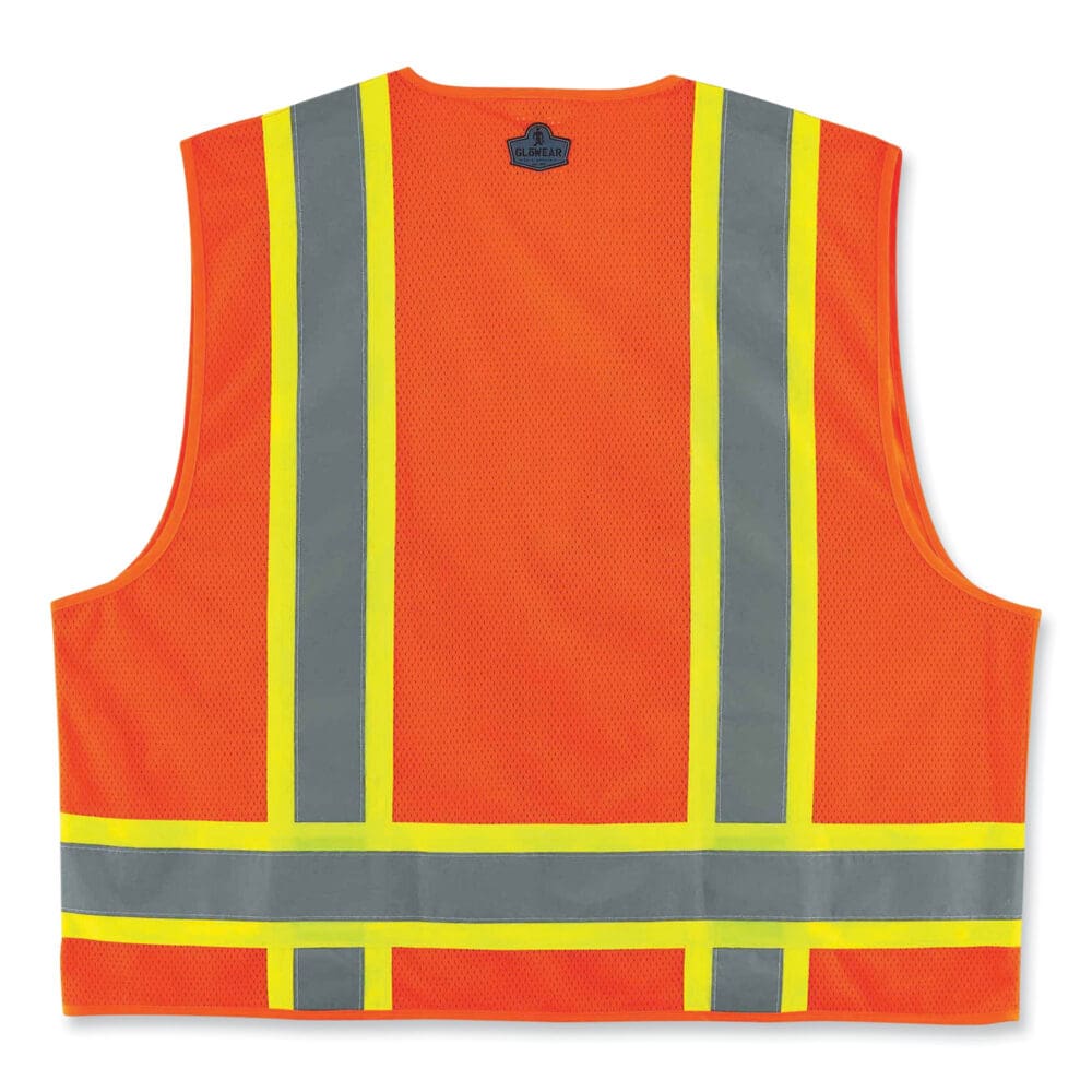 GloWear 8248Z Class 2 Two-Tone Surveyors Zipper Vest, Polyester, Small/Medium, Orange, Ships in 1-3 Business Days - Image 4