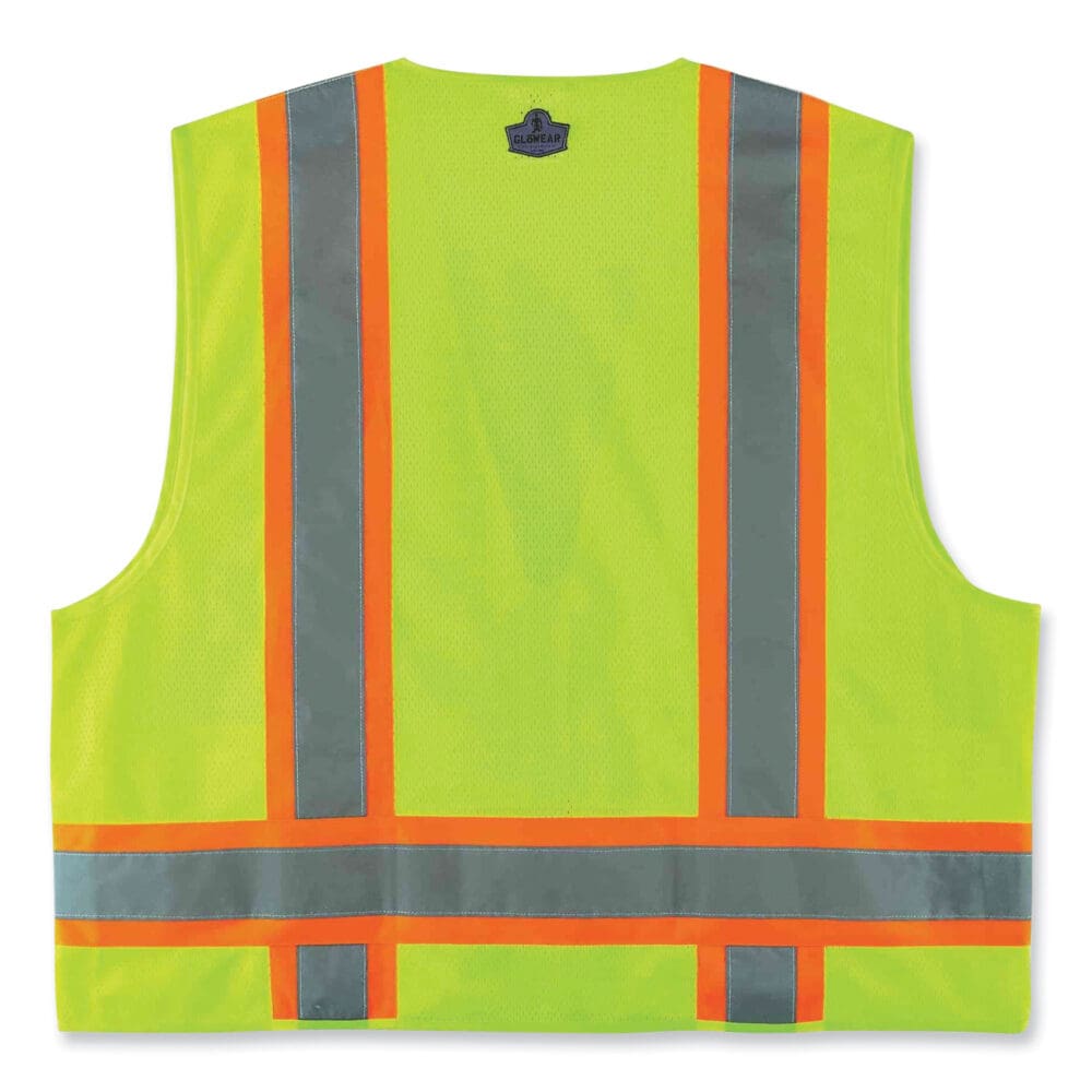 GloWear 8248Z Class 2 Two-Tone Surveyors Zipper Vest, Polyester, Small/Medium, Lime, Ships in 1-3 Business Days - Image 4