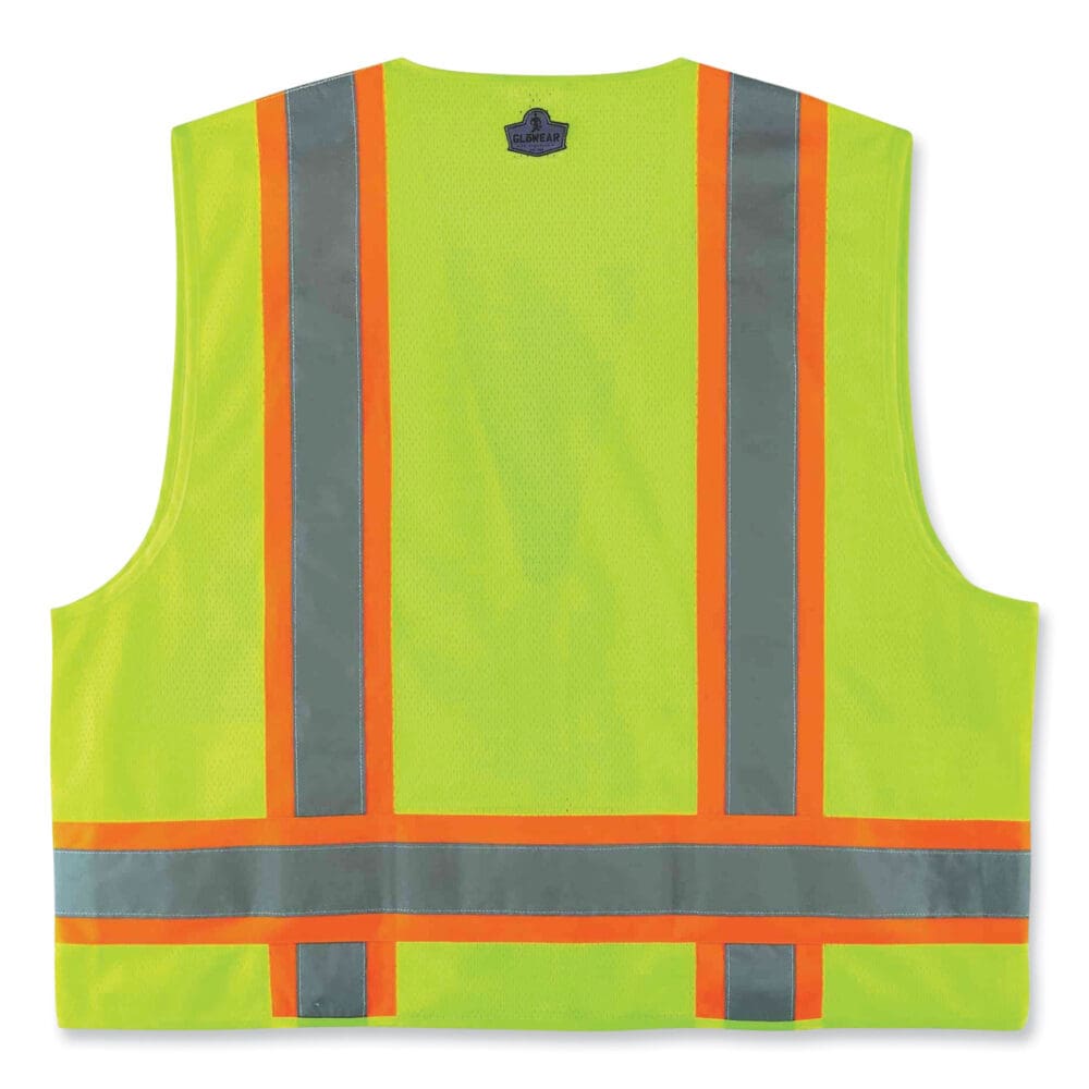 GloWear 8248Z Class 2 Two-Tone Surveyors Zipper Vest, Polyester, 2X-Large/3X-Large, Lime, Ships in 1-3 Business Days - Image 2