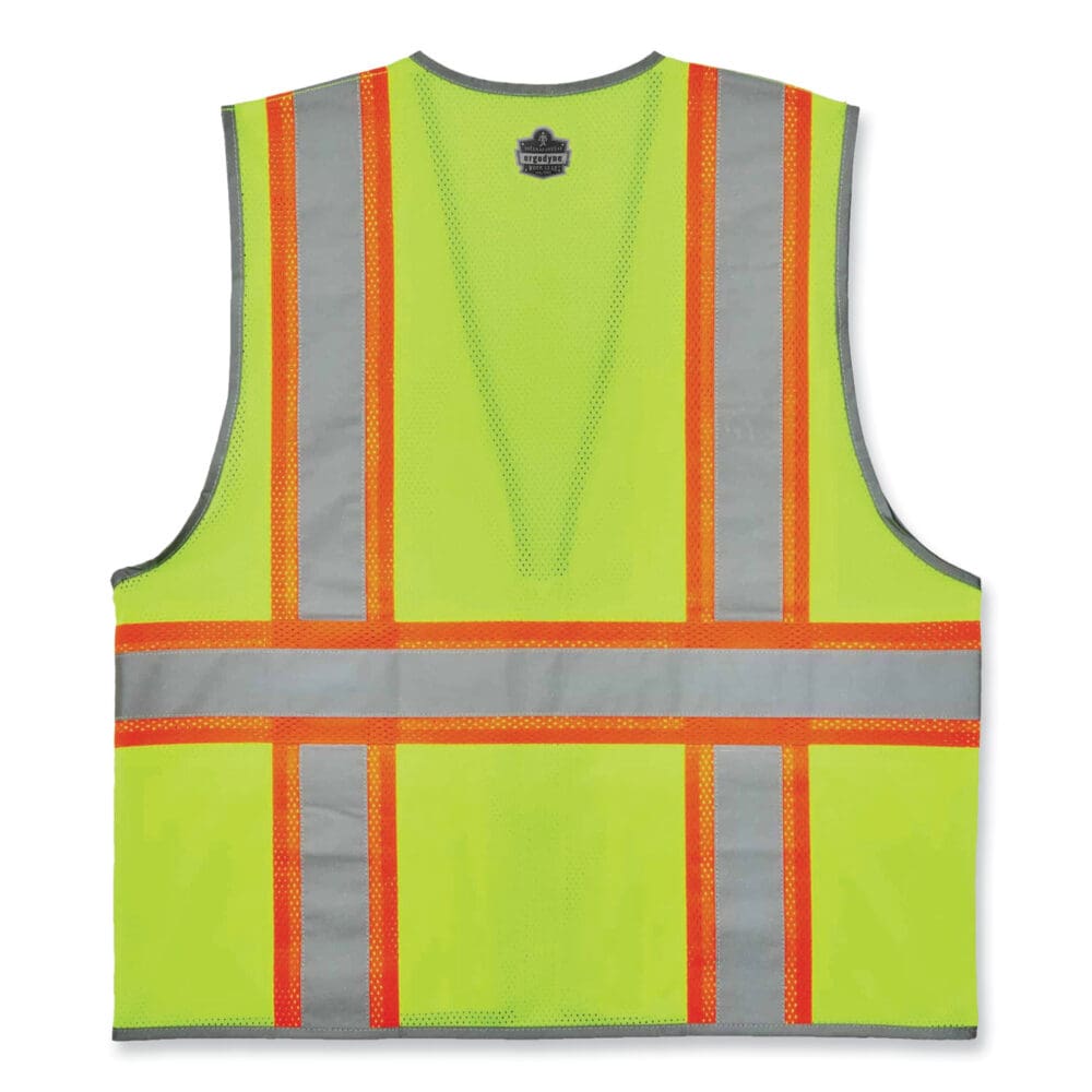 GloWear 8246Z Class 2 Two-Tone Mesh Reflective Binding Zipper Vest, Polyester, 2X-Large/3XL, Lime, Ships in 1-3 Business Days - Image 8