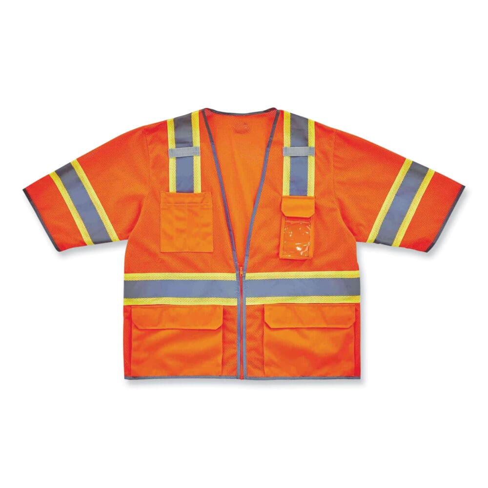 GloWear 8346Z Class 3 Two-Tone Hi-Vis Surveyor Zipper Vest, Large/X-Large, Orange, Ships in 1-3 Business Days - Image 4