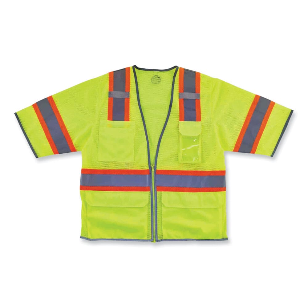 GloWear 8346Z Class 3 Two-Tone Hi-Vis Surveyor Zipper Vest, 2X-Large/3X-Large, Lime, Ships in 1-3 Business Days - Image 5