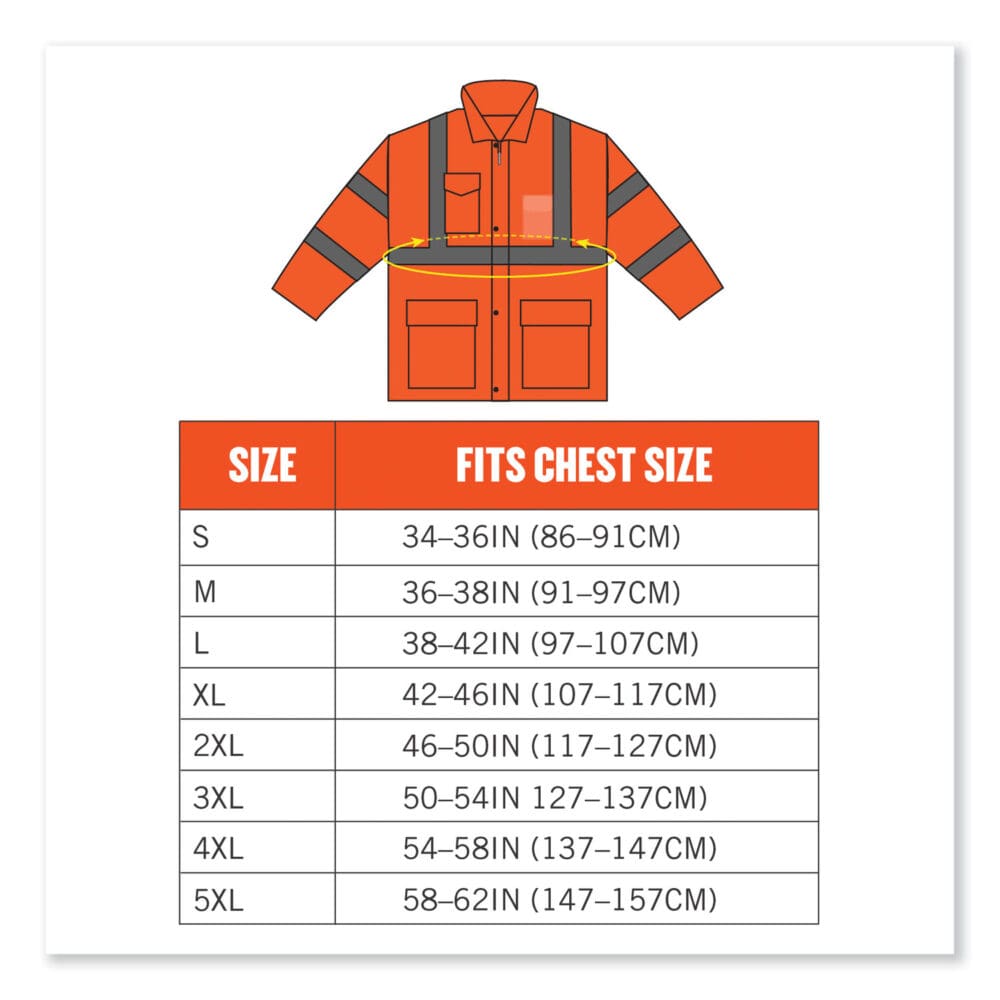 GloWear 8365 Class 3 Hi-Vis Rain Jacket, Polyester, Small, Orange, Ships in 1-3 Business Days - Image 8