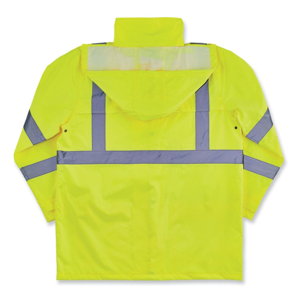 GloWear 8366 Class 3 Lightweight Hi-Vis Rain Jacket, Polyester, Large, Lime, Ships in 1-3 Business Days - Image 8