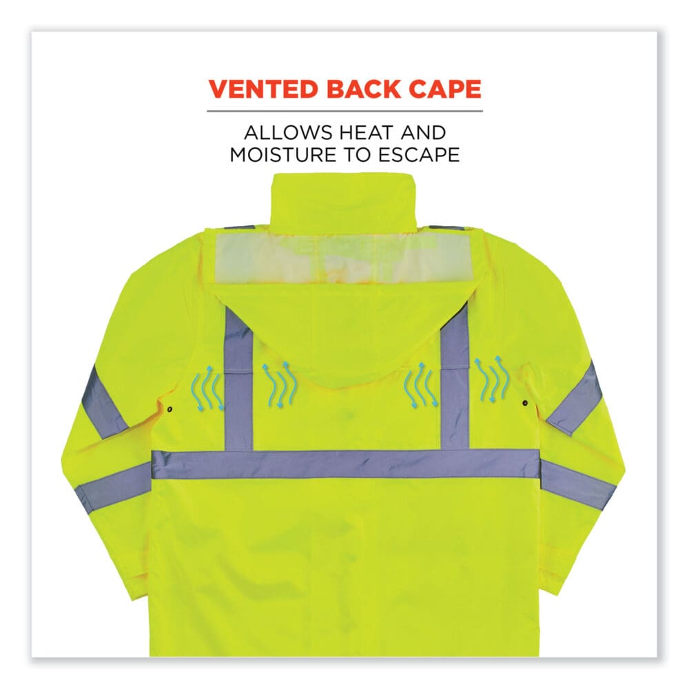 GloWear 8366 Class 3 Lightweight Hi-Vis Rain Jacket, Polyester, Large, Lime, Ships in 1-3 Business Days - Image 3