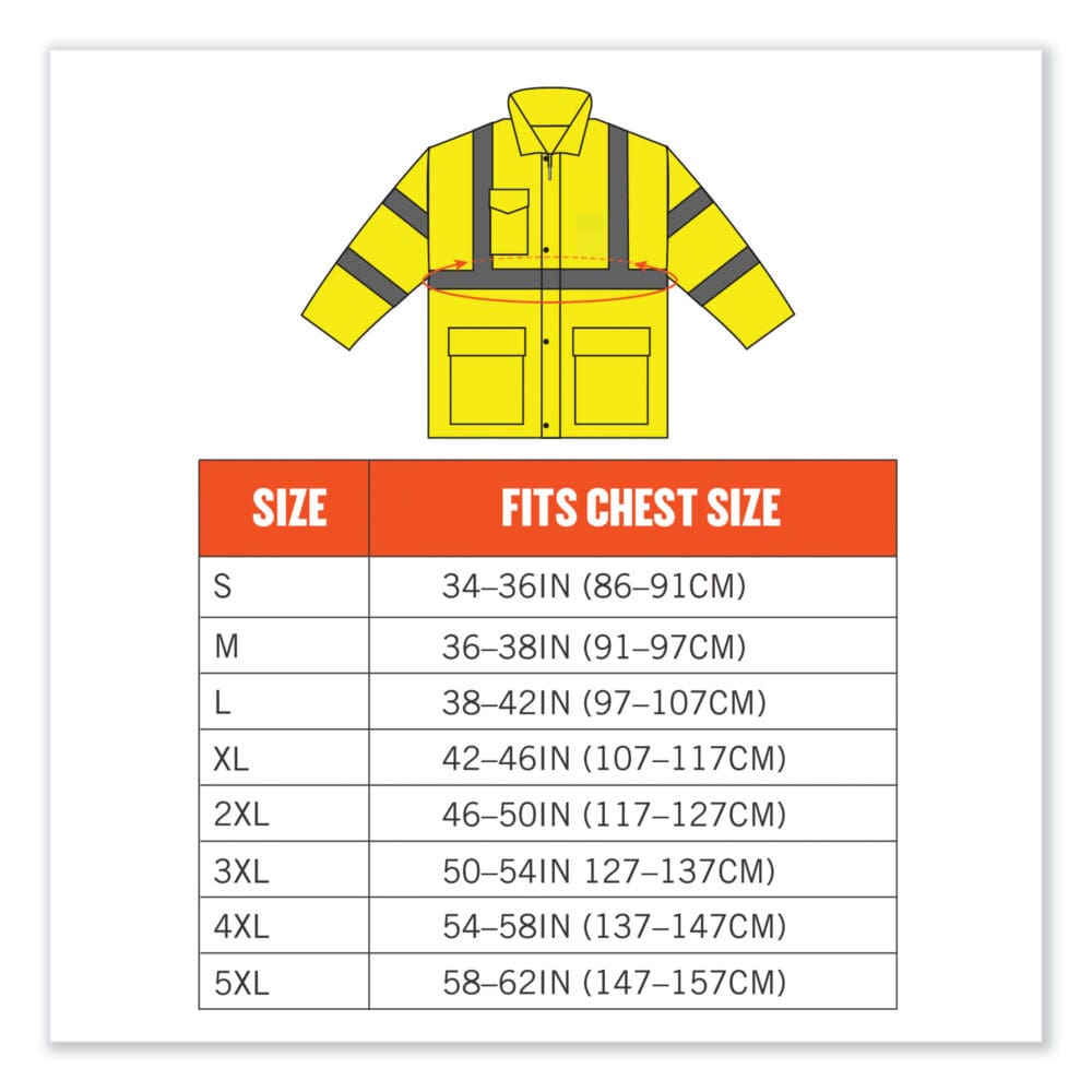 GloWear 8366 Class 3 Lightweight Hi-Vis Rain Jacket, Polyester, Large, Lime, Ships in 1-3 Business Days - Image 7