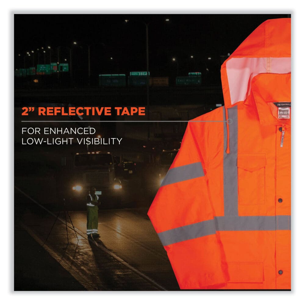 GloWear 8366 Class 3 Lightweight Hi-Vis Rain Jacket, Polyester, Medium, Orange, Ships in 1-3 Business Days - Image 6