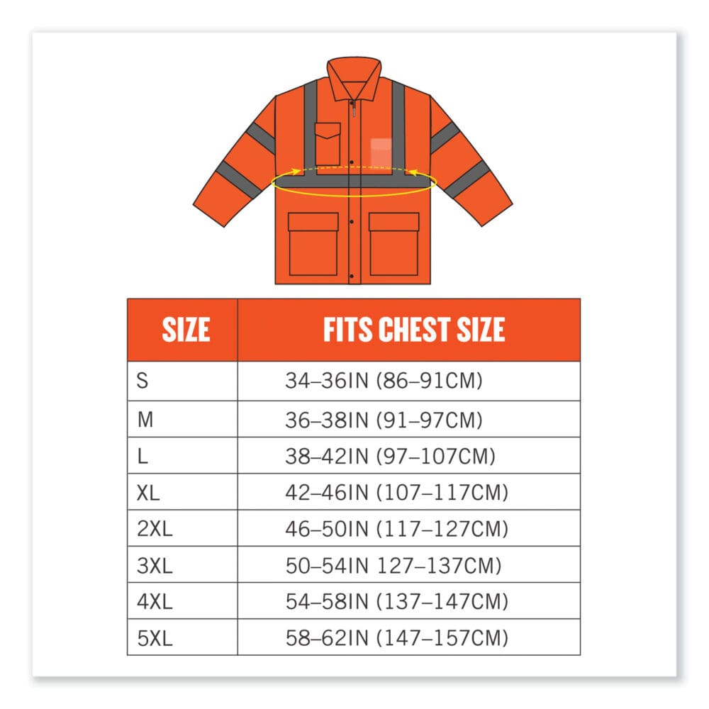 GloWear 8366 Class 3 Lightweight Hi-Vis Rain Jacket, Polyester, Medium, Orange, Ships in 1-3 Business Days - Image 7