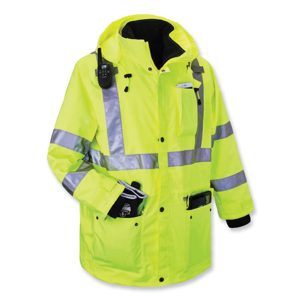 GloWear 8385 Class 3 Hi-Vis 4-in-1 Jacket, X-Large, Lime, Ships in 1-3 Business Days - Image 3