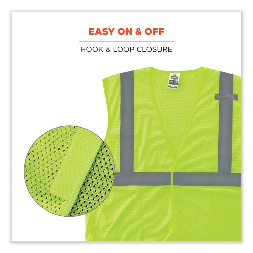 GloWear 8210HL-S Single Size Class 2 Economy Mesh Vest, Polyester, Large, Lime, Ships in 1-3 Business Days - Image 5