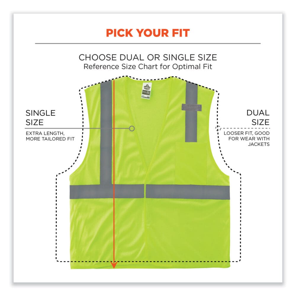 GloWear 8210HL-S Single Size Class 2 Economy Mesh Vest, Polyester, X-Large, Lime, Ships in 1-3 Business Days - Image 7