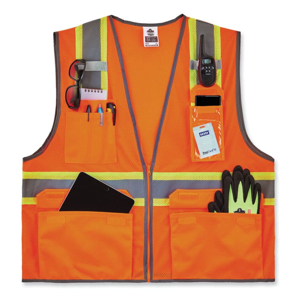 GloWear 8246Z-S Single Size Class 2 Two-Tone Mesh Vest, Polyester, 3X-Large, Orange, Ships in 1-3 Business Days - Image 9