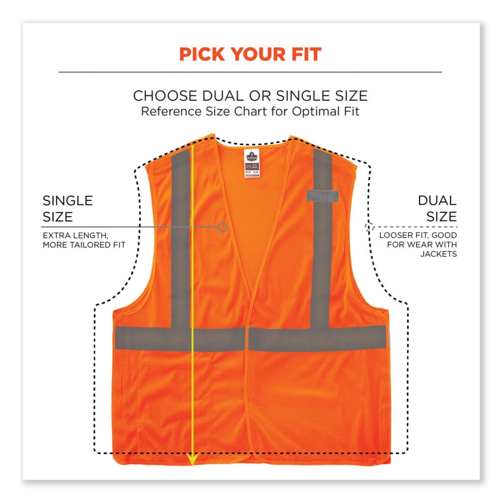 GloWear 8215BA-S Single Size Class 2 Economy Breakaway Mesh Vest, Polyester, 4X-Large, Orange, Ships in 1-3 Business Days - Image 6