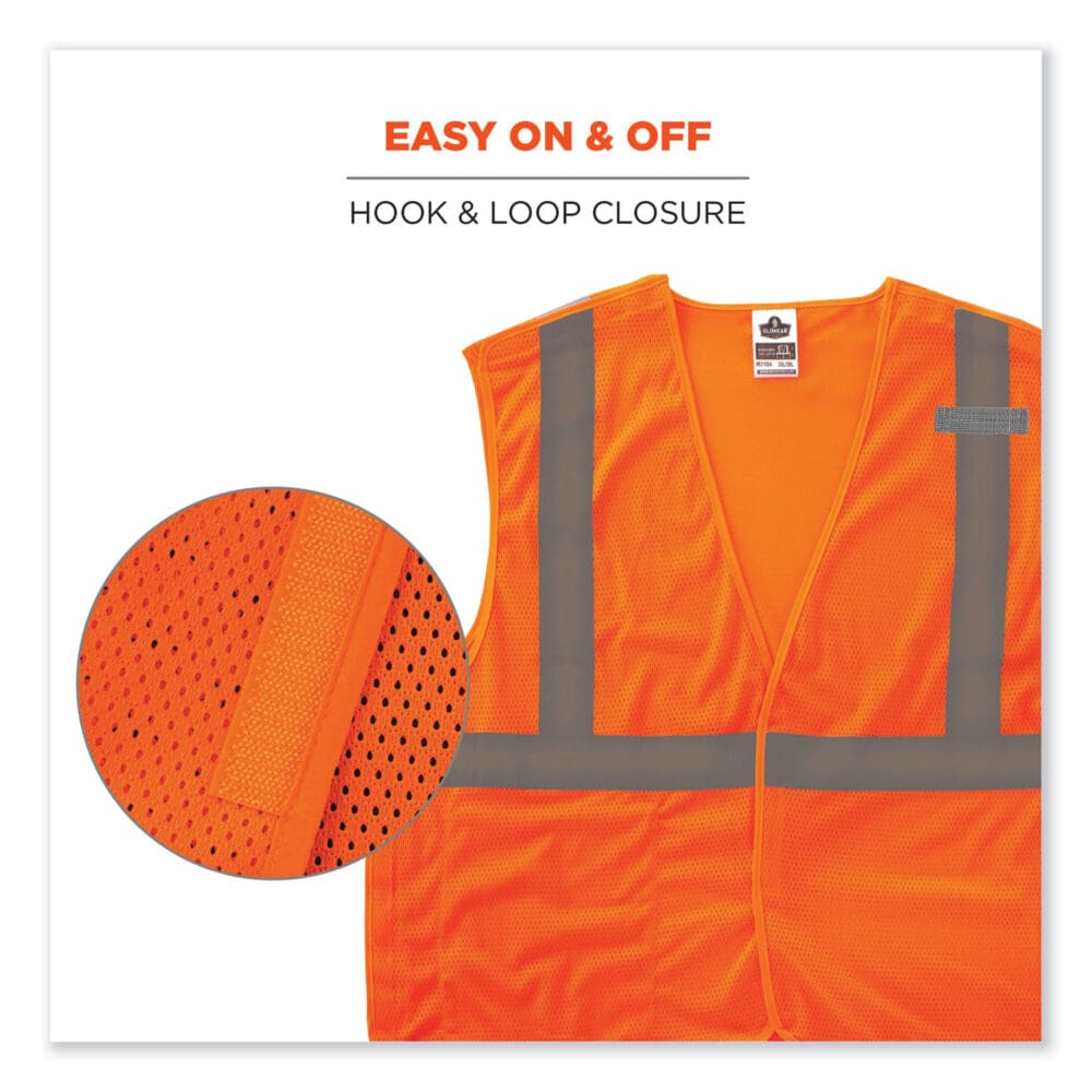 GloWear 8215BA-S Single Size Class 2 Economy Breakaway Mesh Vest, Polyester, Medium, Orange, Ships in 1-3 Business Days - Image 5