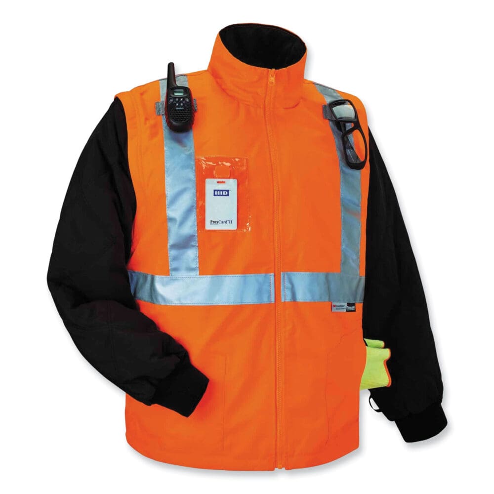 GloWear 8287 Class 2 Hi-Vis Jacket with Removable Sleeves, 4X-Large, Orange, Ships in 1-3 Business Days - Image 2