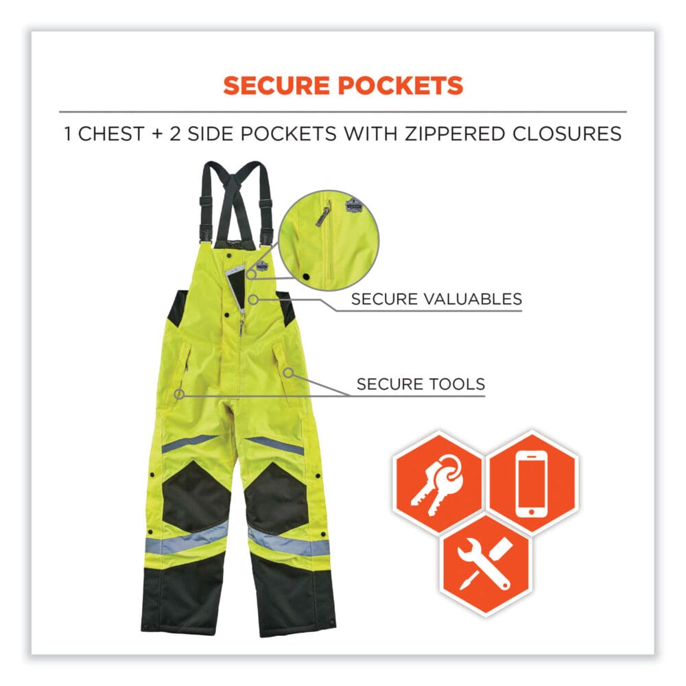 GloWear 8928 Class E Hi-Vis Insulated Bibs, Small, Lime, Ships in 1-3 Business Days - Image 6