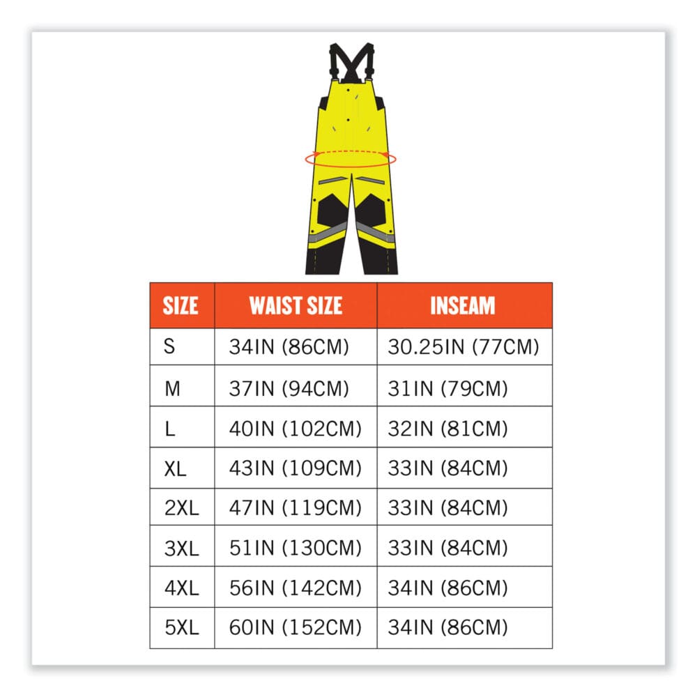 GloWear 8928 Class E Hi-Vis Insulated Bibs, Medium, Lime, Ships in 1-3 Business Days - Image 7