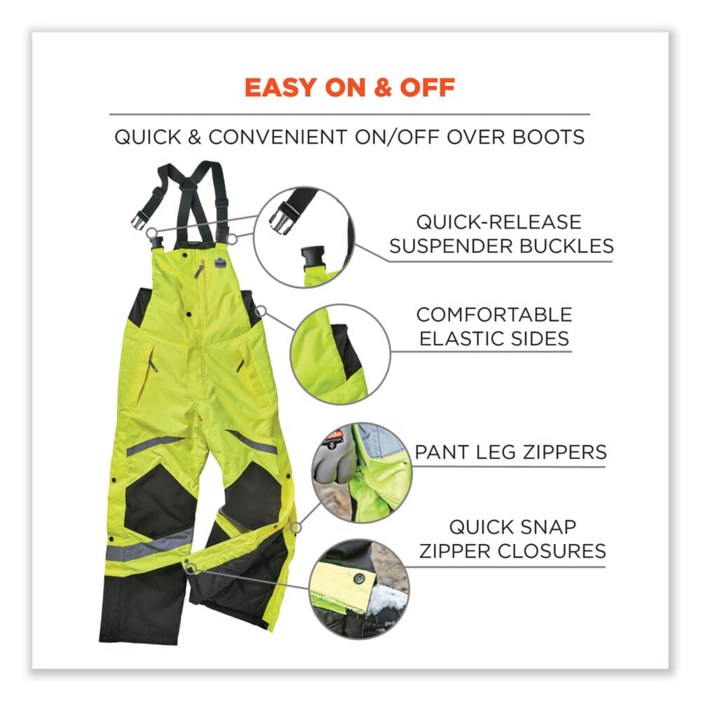 GloWear 8928 Class E Hi-Vis Insulated Bibs, 4X-Large, Lime, Ships in 1-3 Business Days - Image 4