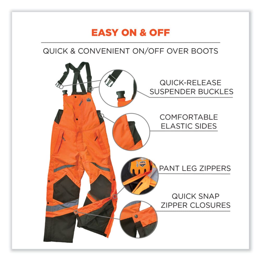 GloWear 8928 Class E Hi-Vis Insulated Bibs, 5X-Large, Orange, Ships in 1-3 Business Days - Image 4