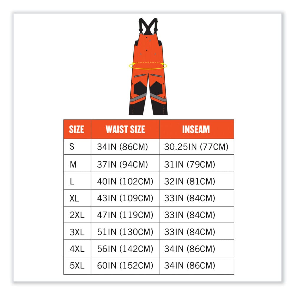 GloWear 8928 Class E Hi-Vis Insulated Bibs, 5X-Large, Orange, Ships in 1-3 Business Days - Image 7