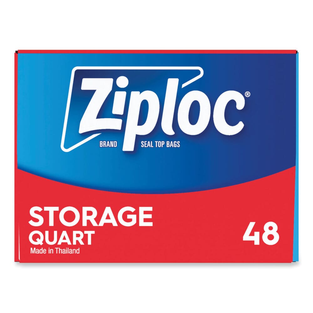 Double Zipper Storage Bags, 1 qt, 1.75 mil, 9.63" x 8.5", Clear, 48/Box - Image 2