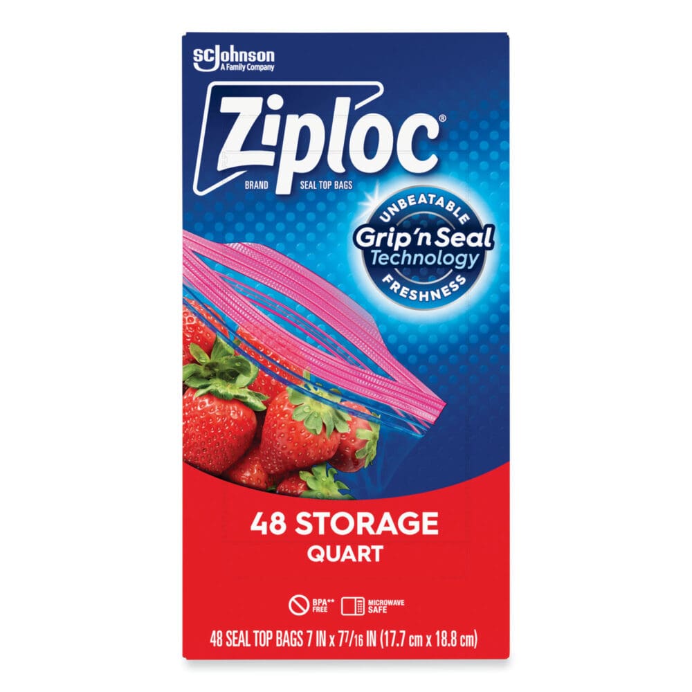 Double Zipper Storage Bags, 1 qt, 1.75 mil, 9.63" x 8.5", Clear, 48/Box - Image 6