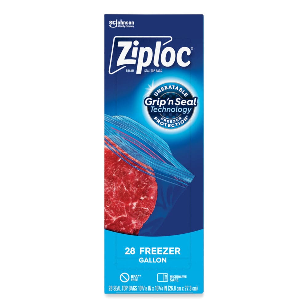 Zipper Freezer Bags, 1 gal, 2.7 mil, 9.6" x 12.1", Clear, 28/Box - Image 5