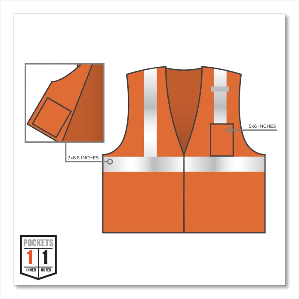 GloWear 8210Z Class 2 Economy Mesh Vest, Polyester, Orange, X-Small, Ships in 1-3 Business Days - Image 2