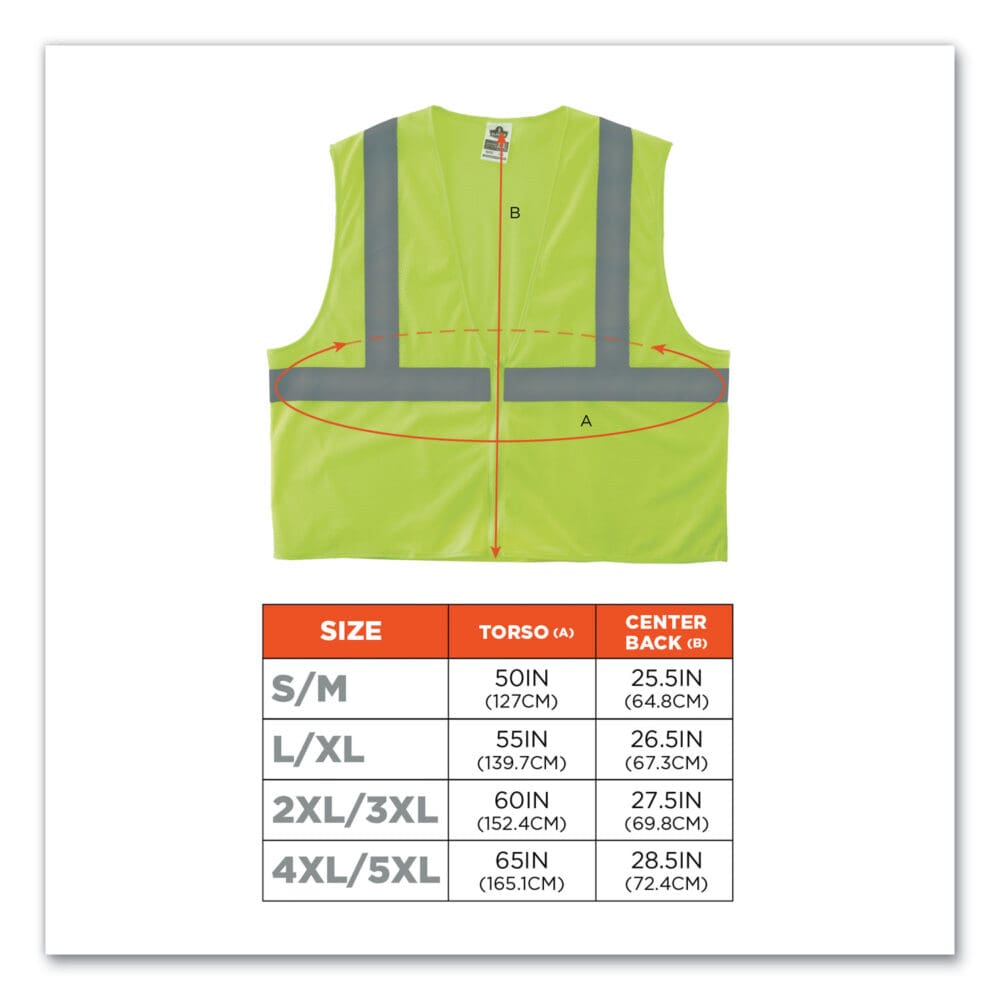 GloWear 8205Z Class 2 Super Economy Mesh Vest, Polyester, Lime, 4X-Large/5X-Large, Ships in 1-3 Business Days - Image 3