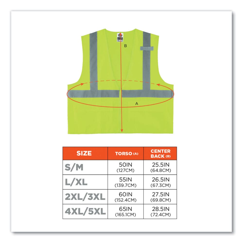 GloWear 8225Z Class 2 Standard Solid Vest, Polyester, Lime, 2X-Large/3X-Large, Ships in 1-3 Business Days - Image 2