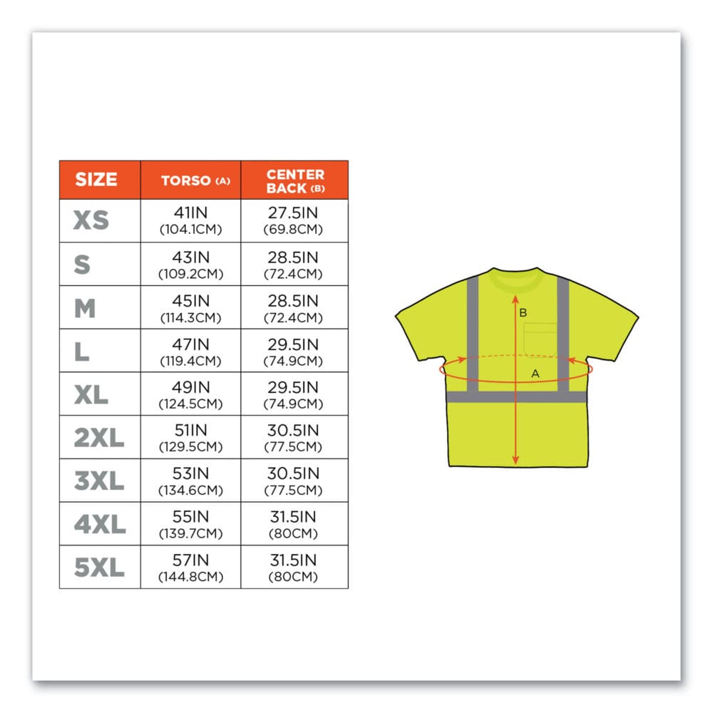 GloWear 8289 Class 2 Hi-Vis T-Shirt, Polyester, Lime, 5X-Large, Ships in 1-3 Business Days - Image 2