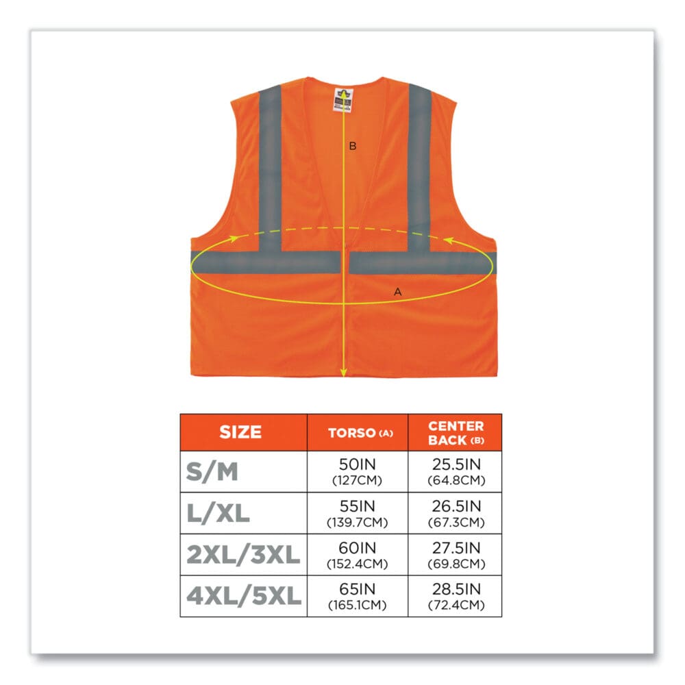 GloWear 8205Z Class 2 Super Economy Mesh Vest, Polyester, Orange, 4X-Large/5X-Large, Ships in 1-3 Business Days - Image 2