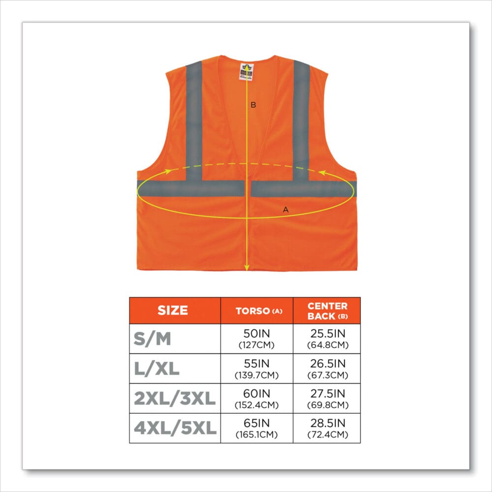 GloWear 8205Z Class 2 Super Economy Mesh Vest, Polyester, Orange, Small/Medium, Ships in 1-3 Business Days - Image 4