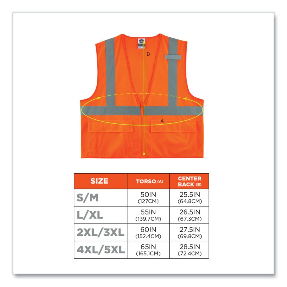 GloWear 8225Z Class 2 Standard Solid Vest, Polyester, Orange, 4X-Large/5X-Large, Ships in 1-3 Business Days - Image 4