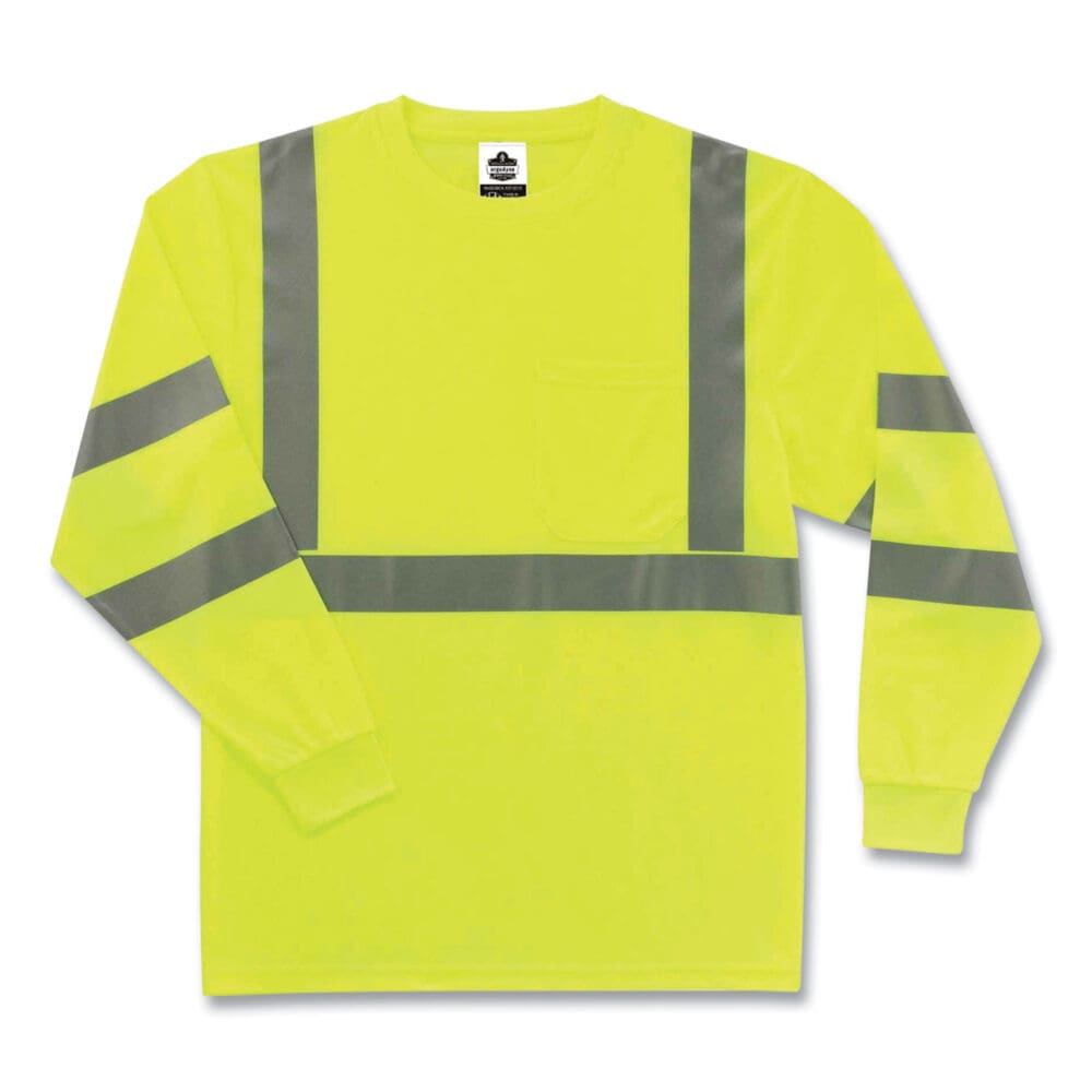 GloWear 8391 Class 3 Hi-Vis Long Sleeve Shirt, Polyester, Lime, Large, Ships in 1-3 Business Days - Image 2