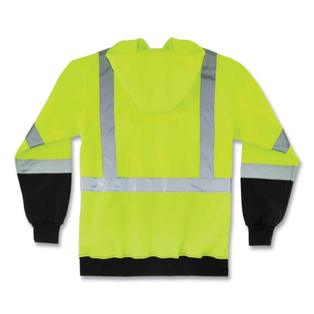 GloWear 8373 Hi-Vis Class 3 Hooded with Sweatshirt Black Bottom, Polar Fleece, Lime, Medium, Ships in 1-3 Business Days - Image 4