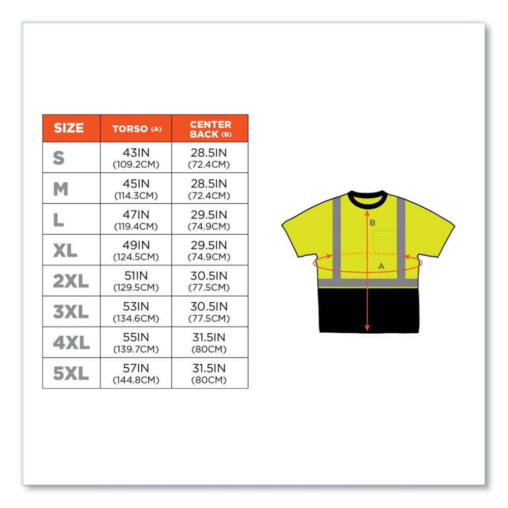 GloWear 8289BK Class 2 Hi-Vis T-Shirt with Black Bottom, Large, Lime, Ships in 1-3 Business Days - Image 4