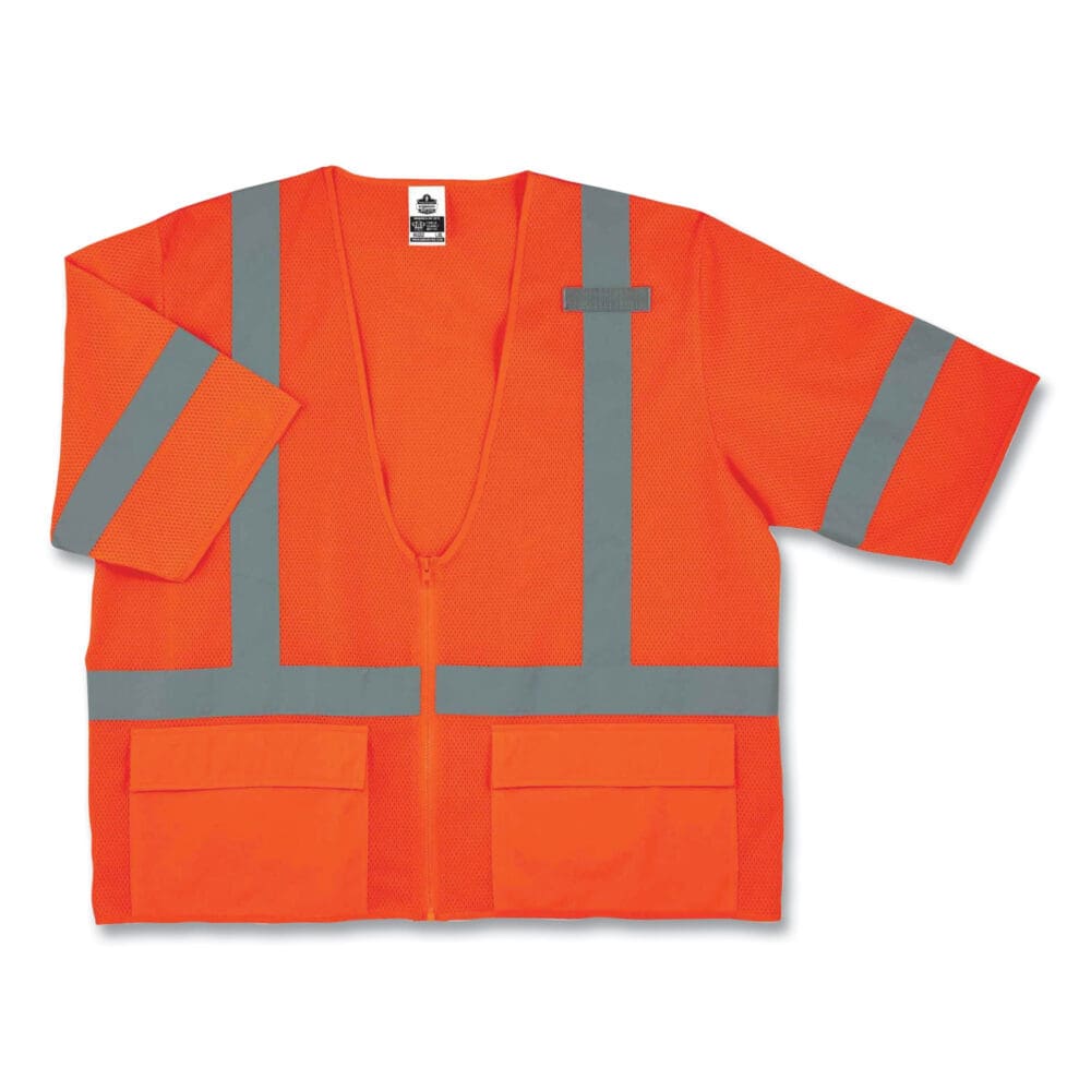 GloWear 8320Z Class 3 Standard Zipper Vest, Polyester, 2X-Large/3X-Large, Orange, Ships in 1-3 Business Days - Image 2