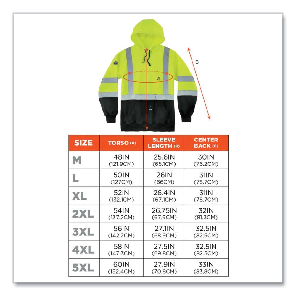 GloWear 8373 Hi-Vis Class 3 Hooded with Sweatshirt Black Bottom, Polar Fleece, Lime, Medium, Ships in 1-3 Business Days - Image 4