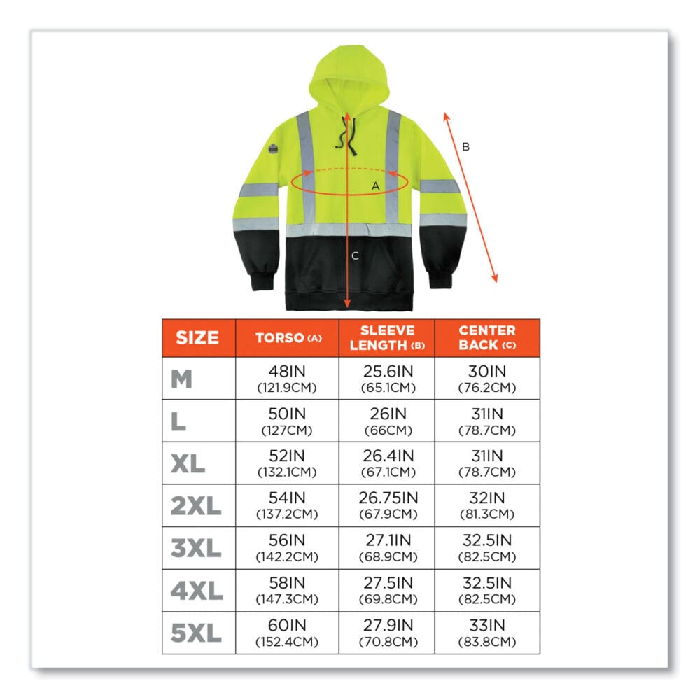 GloWear 8373 Hi-Vis Class 3 Hooded with Sweatshirt Black Bottom, Polar Fleece, Lime, Medium, Ships in 1-3 Business Days - Image 2