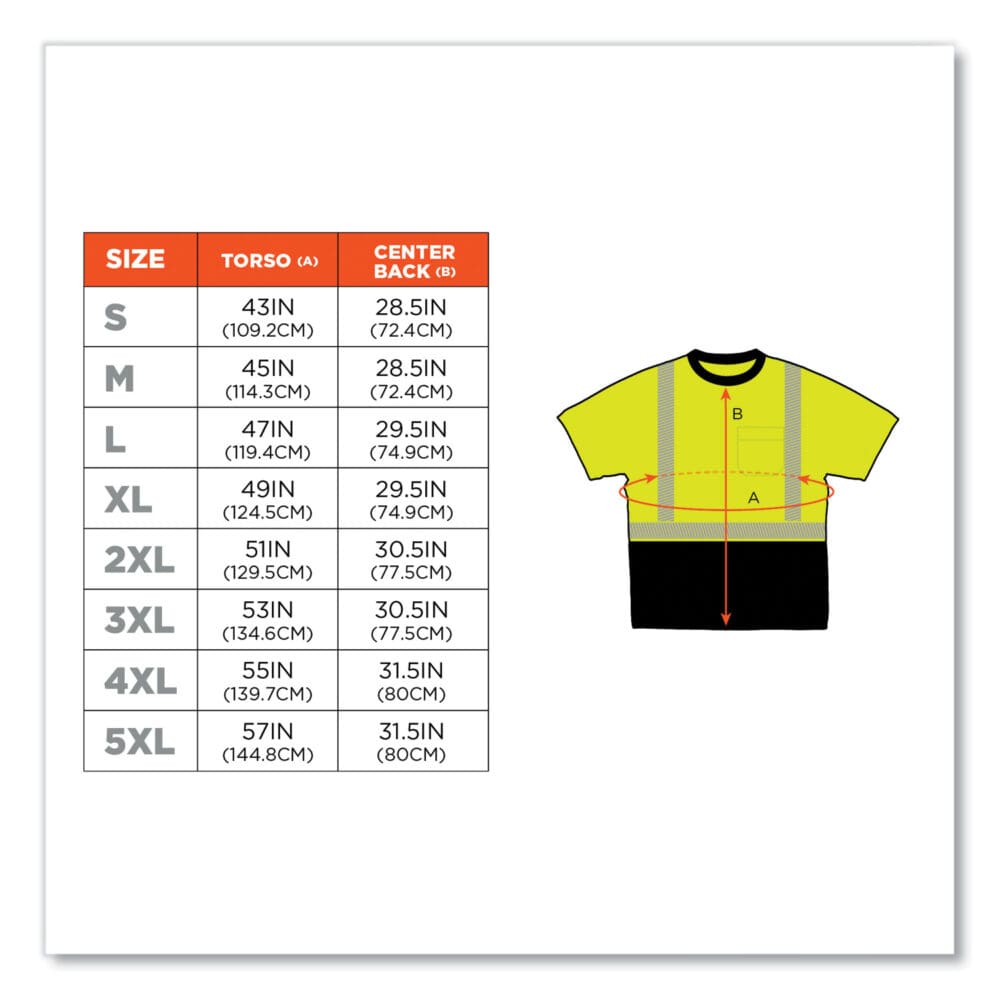 GloWear 8280BK Class 2 Performance T-Shirt with Black Bottom, Polyester, Small, Lime, Ships in 1-3 Business Days - Image 2