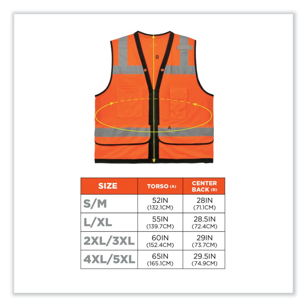 GloWear 8253HDZ Class 2 Heavy-Duty Mesh Surveyors Vest, Polyester, 2X-Large/3X-Large, Orange, Ships in 1-3 Business Days - Image 4