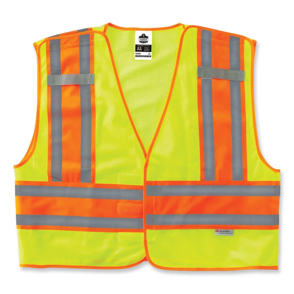 GloWear 8245PSV Class 2 Public Safety Vest, Polyester, 6X-Large/7X-Large, Lime, Ships in 1-3 Business Days - Image 3