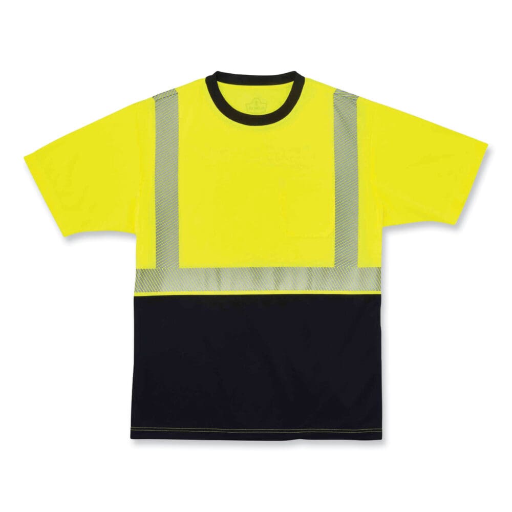 GloWear 8280BK Class 2 Performance T-Shirt with Black Bottom, Polyester, Large, Lime, Ships in 1-3 Business Days - Image 4