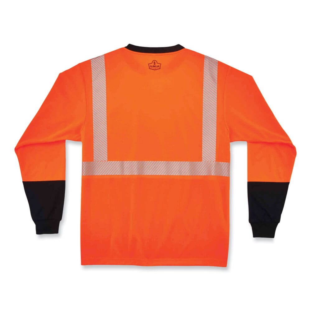 GloWear 8281BK Class 2 Long Sleeve Shirt with Black Bottom, Polyester, 5X-Large, Orange, Ships in 1-3 Business Days - Image 4