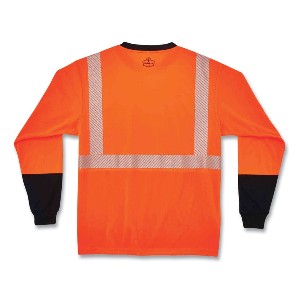 GloWear 8281BK Class 2 Long Sleeve Shirt with Black Bottom, Polyester, Large, Orange, Ships in 1-3 Business Days - Image 2