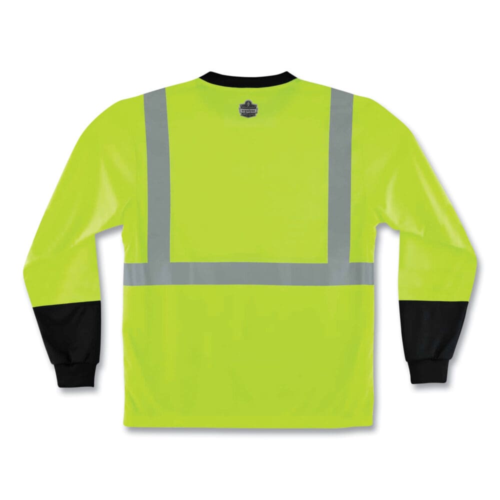 GloWear 8291BK Type R Class 2 Black Front Long Sleeve T-Shirt, Polyester, X-Large, Lime, Ships in 1-3 Business Days - Image 3