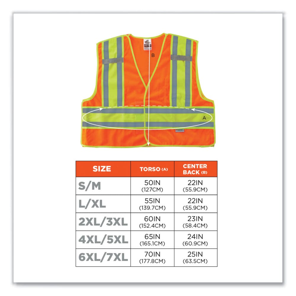 GloWear 8245PSV Class 2 Public Safety Vest, Polyester, Small/Medium, Orange, Ships in 1-3 Business Days - Image 5