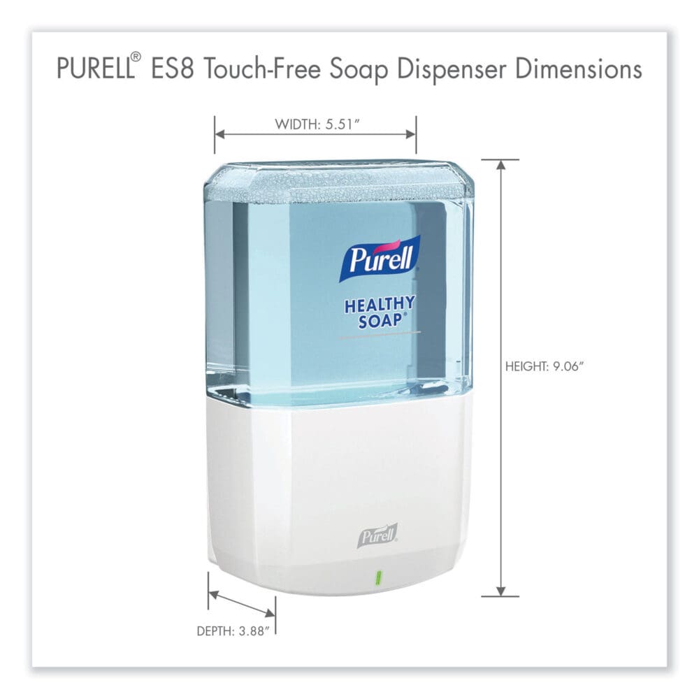 ES8 Soap Touch-Free Dispenser, 1,200 mL, 5.25 x 8.8 x 12.13, White - Image 5