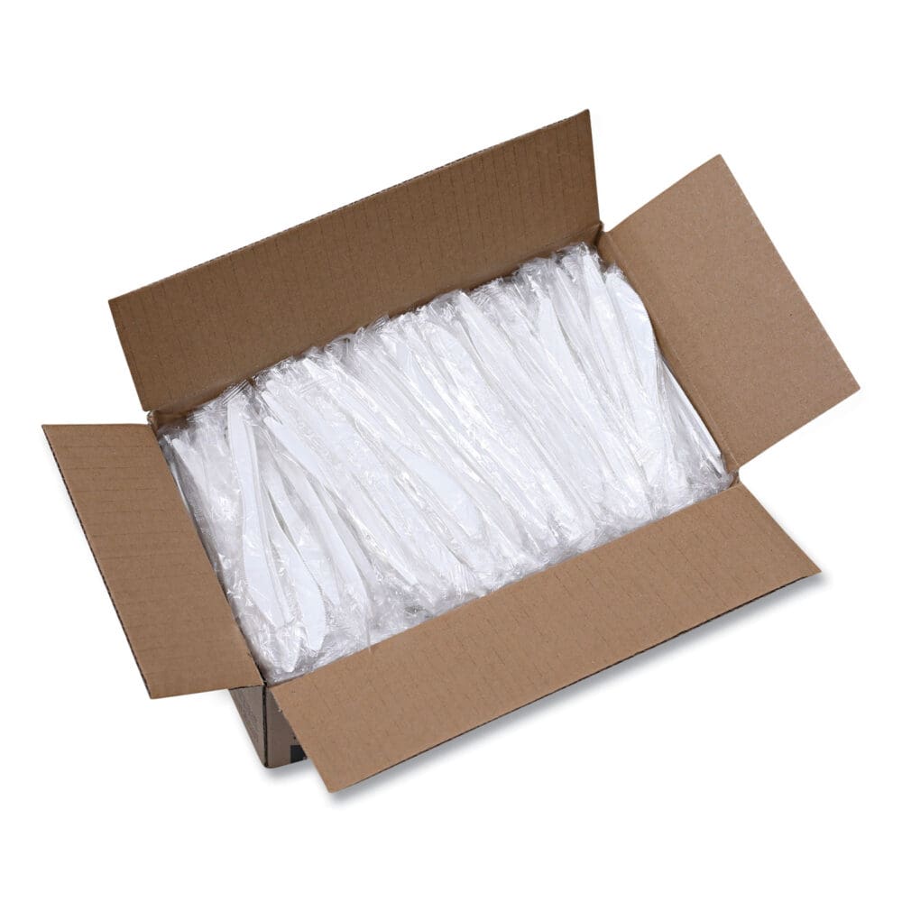 Mediumweight Wrapped Polypropylene Cutlery, Knives, White, 1,000/Carton - Image 8